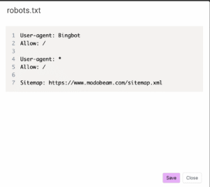 Editing robots.txt content in Elementor File Manager
