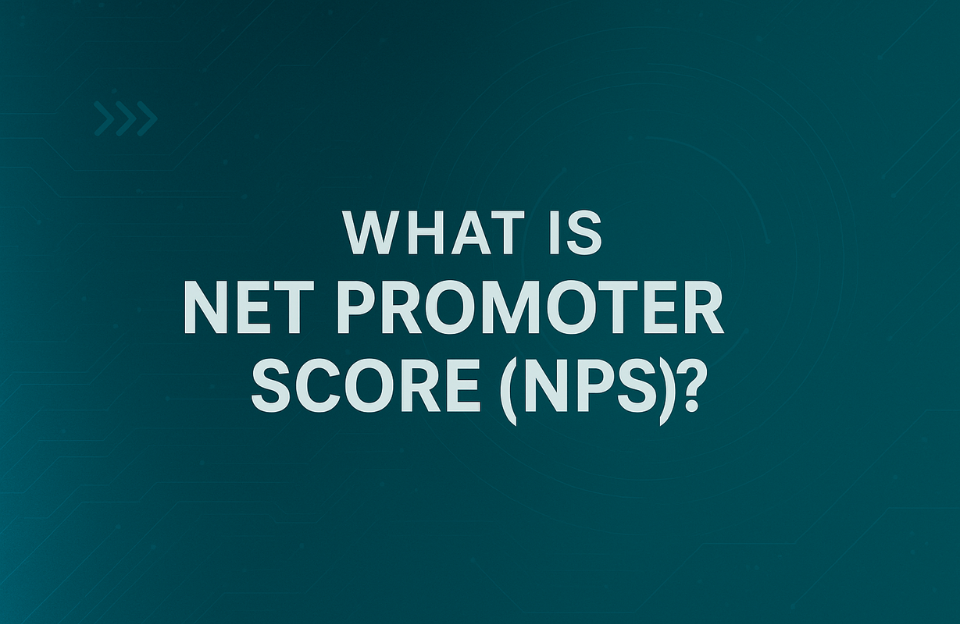 Banner image with the text "What Is Net Promoter Score (NPS)?" on a tech-style teal background with abstract circuit patterns.