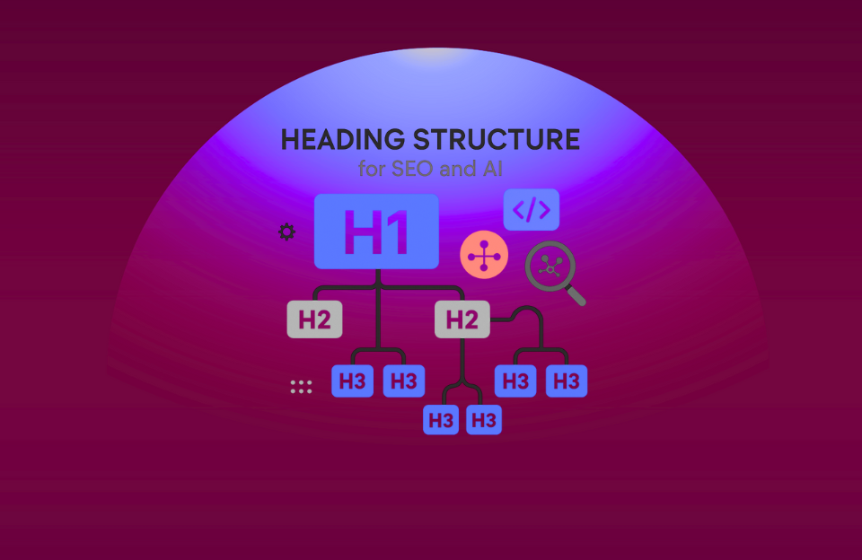 Visual representation of a heading structure with H1, H2, and H3 hierarchy for SEO and AI clarity