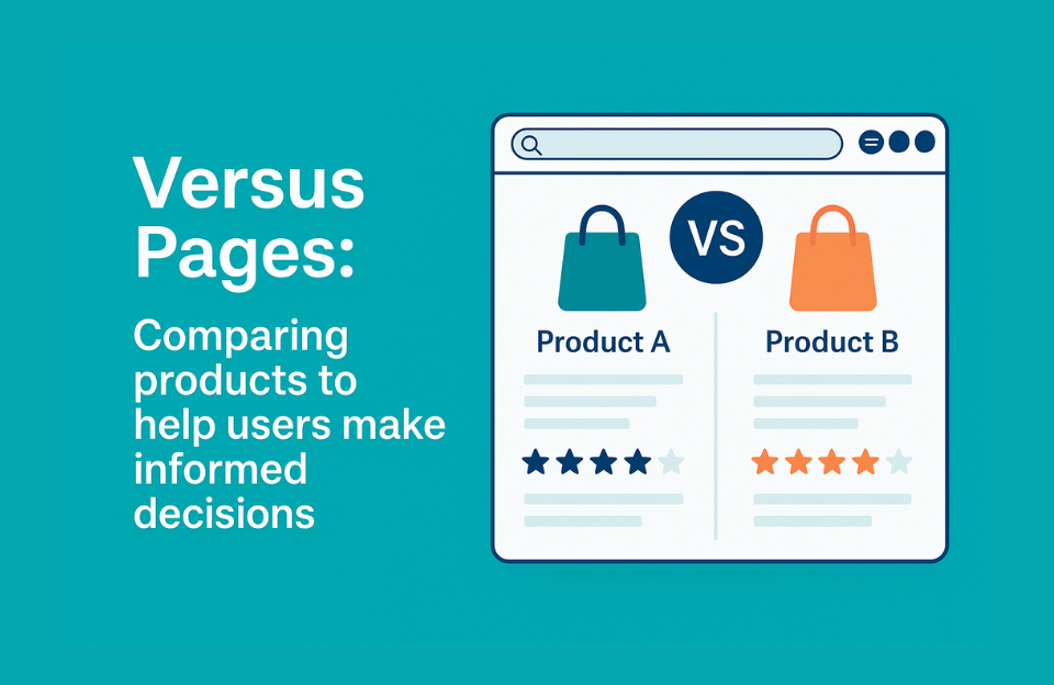 Flat design illustration of a versus page concept comparing two digital products